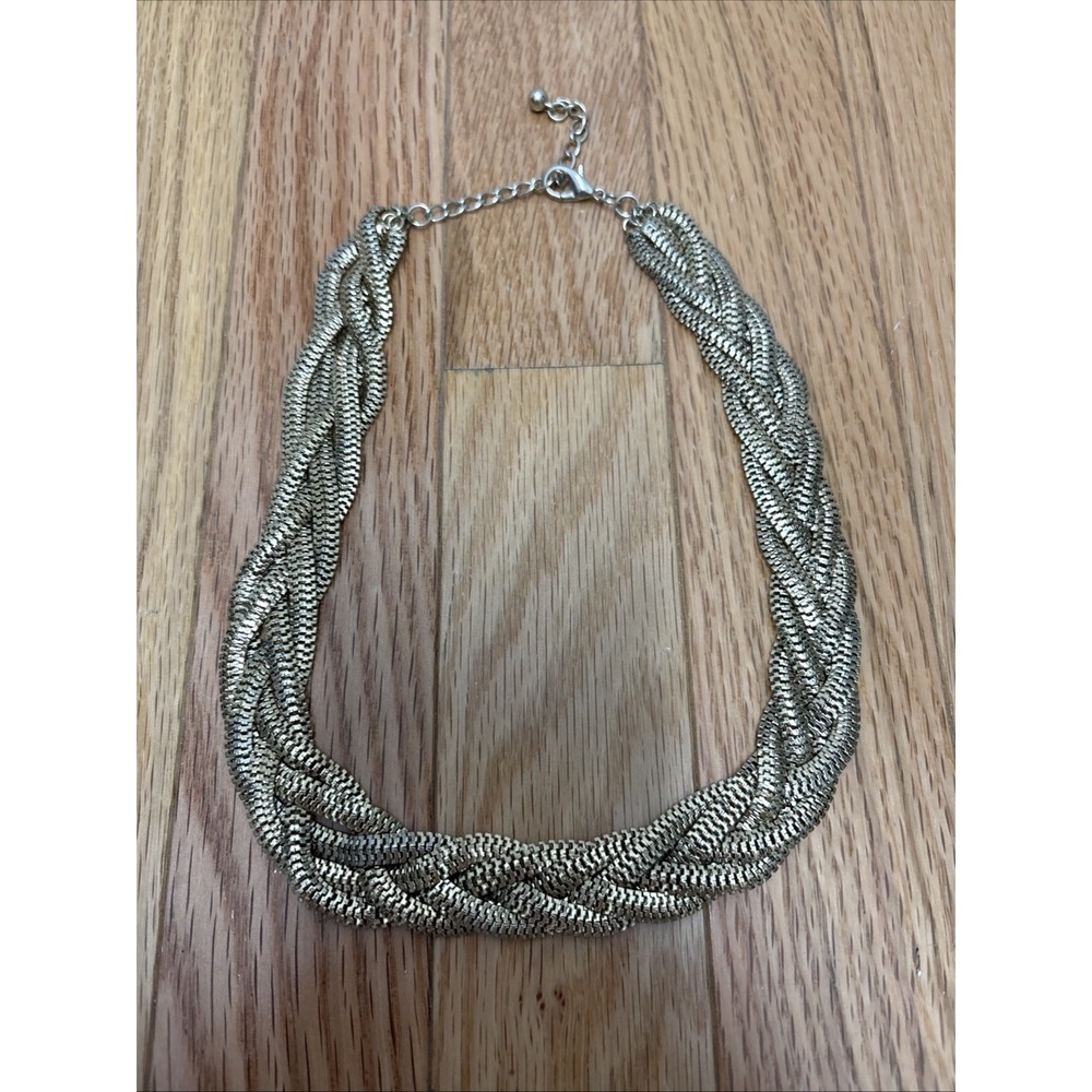 Silver Braided Multi Strand Snake Chain Statement Collar Necklace Adjustable